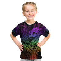 Polynesia Kid T Shirt Whale Tale and Polynesian Sunset Plumeria Rainbow - Wonder Print Shop