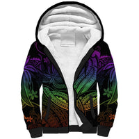 Polynesia Sherpa Hoodie Whale Tale and Polynesian Sunset Plumeria Rainbow - Wonder Print Shop