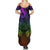 Polynesia Summer Maxi Dress Whale Tale and Polynesian Sunset Plumeria Rainbow - Wonder Print Shop