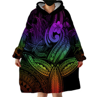 Polynesia Wearable Blanket Hoodie Whale Tale and Polynesian Sunset Plumeria Rainbow - Wonder Print Shop