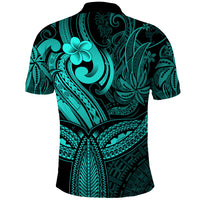 Polynesia Polo Shirt Whale Tale and Polynesian Sunset Plumeria Turquoise - Wonder Print Shop