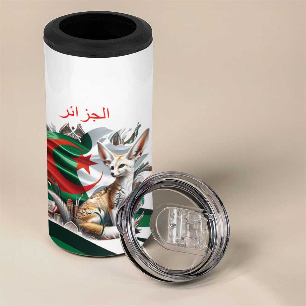 Algeria Fennec Fox Personalized 4 in 1 Can Cooler Tumbler with Algerian Culture and Nature LT9 - Wonder Print Shop
