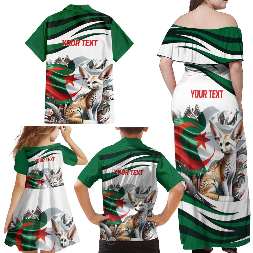 Algeria Fennec Fox Personalized Family Matching Off Shoulder Maxi Dress and Hawaiian Shirt with Algerian Culture and Nature LT9 - Wonder Print Shop