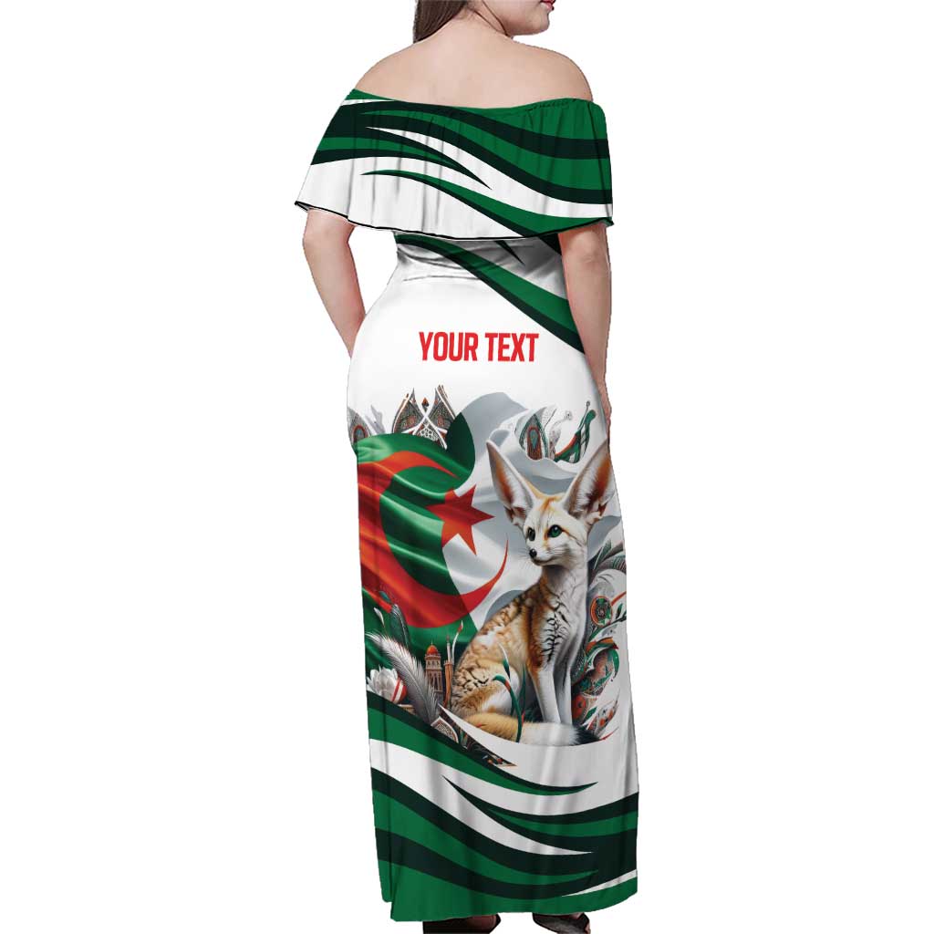 Algeria Fennec Fox Personalized Family Matching Off Shoulder Maxi Dress and Hawaiian Shirt with Algerian Culture and Nature LT9 - Wonder Print Shop