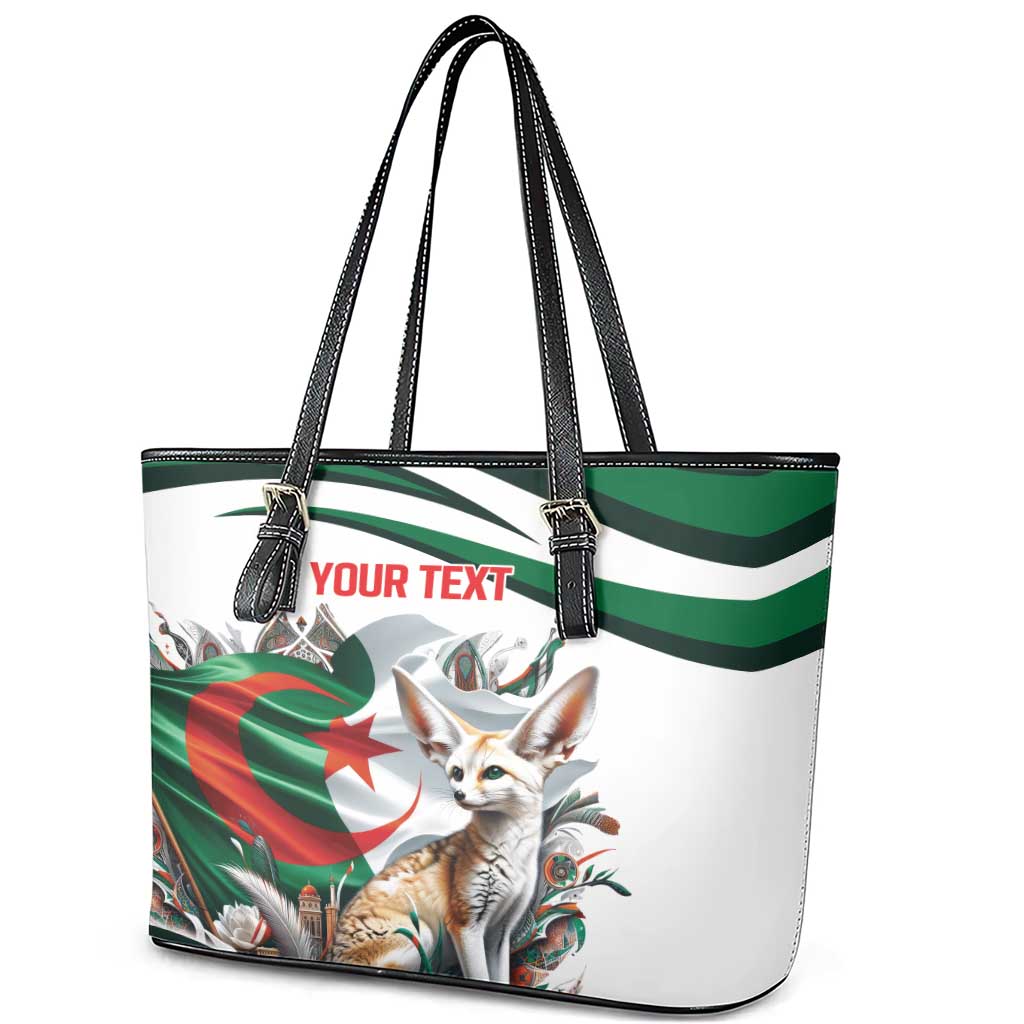 Algeria Fennec Fox Personalized Leather Tote Bag with Algerian Culture and Nature - Wonder Print Shop
