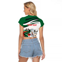 Algeria Fennec Fox Personalized Raglan Cropped T Shirt with Algerian Culture and Nature - Wonder Print Shop