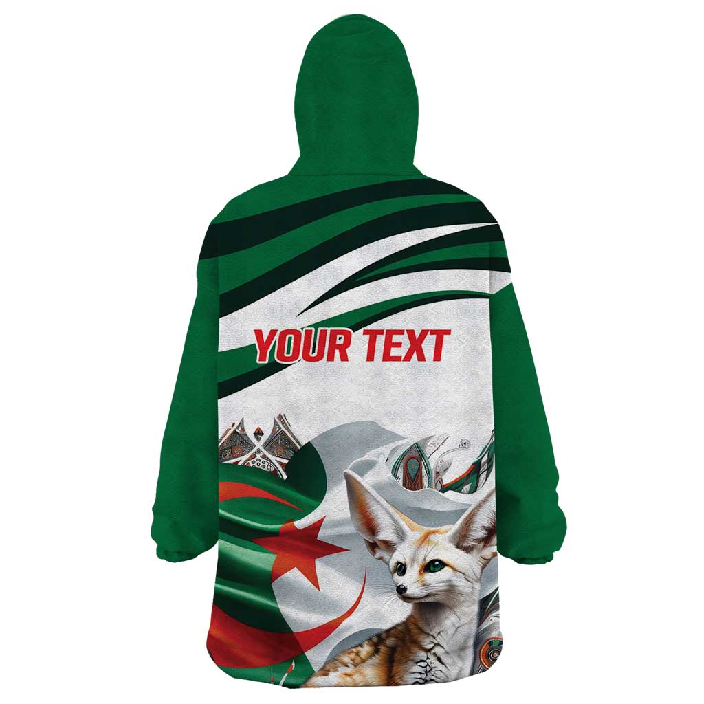 Algeria Fennec Fox Personalized Wearable Blanket Hoodie with Algerian Culture and Nature - Wonder Print Shop