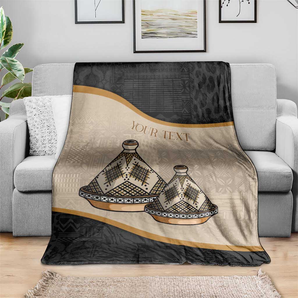 Algeria Tajine Dish Personalized Blanket with African Tribal Pattern