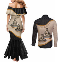 Algeria Tajine Dish Personalized Couples Matching Mermaid Dress and Long Sleeve Button Shirt with African Tribal Pattern