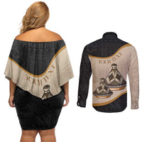 Algeria Tajine Dish Personalized Couples Matching Off Shoulder Short Dress and Long Sleeve Button Shirt with African Tribal Pattern LT9 - Wonder Print Shop