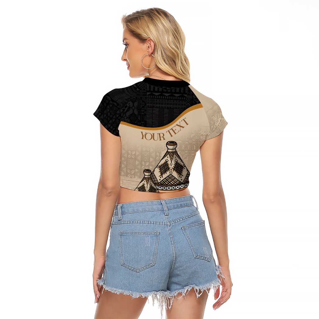 Algeria Tajine Dish Personalized Raglan Cropped T Shirt with African Tribal Pattern - Wonder Print Shop