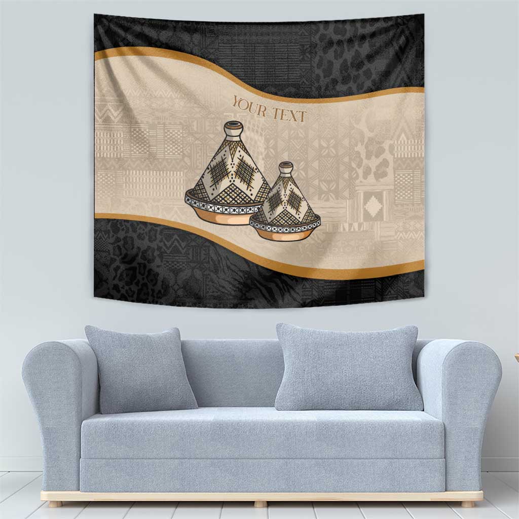 Algeria Tajine Dish Personalized Tapestry with African Tribal Pattern - Wonder Print Shop