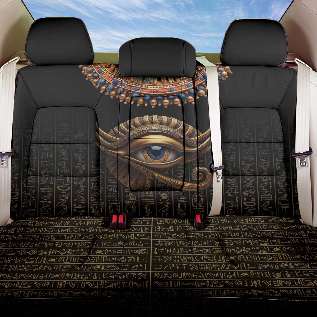 Egypt Eyes Of Horus Back Car Seat Cover with Egyptian Hieroglyphs LT9 - Wonder Print Shop