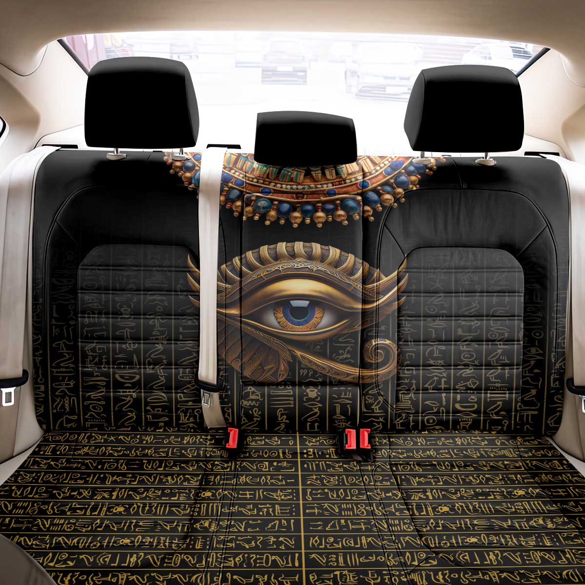 Egypt Eyes Of Horus Back Car Seat Cover with Egyptian Hieroglyphs LT9 - Wonder Print Shop