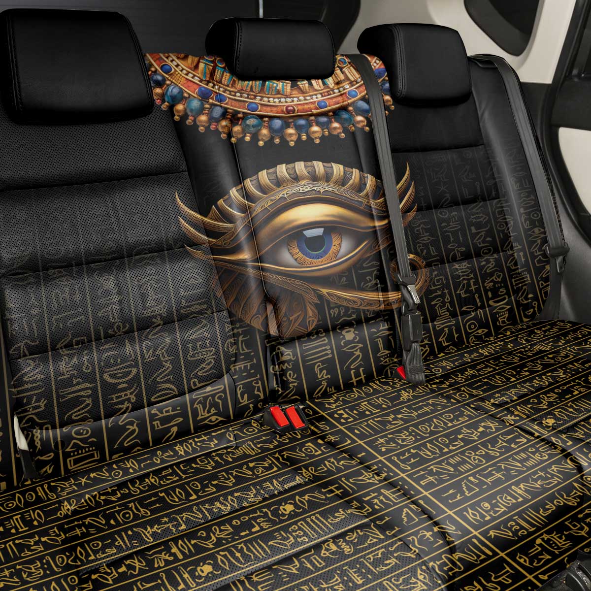 Egypt Eyes Of Horus Back Car Seat Cover with Egyptian Hieroglyphs LT9 - Wonder Print Shop