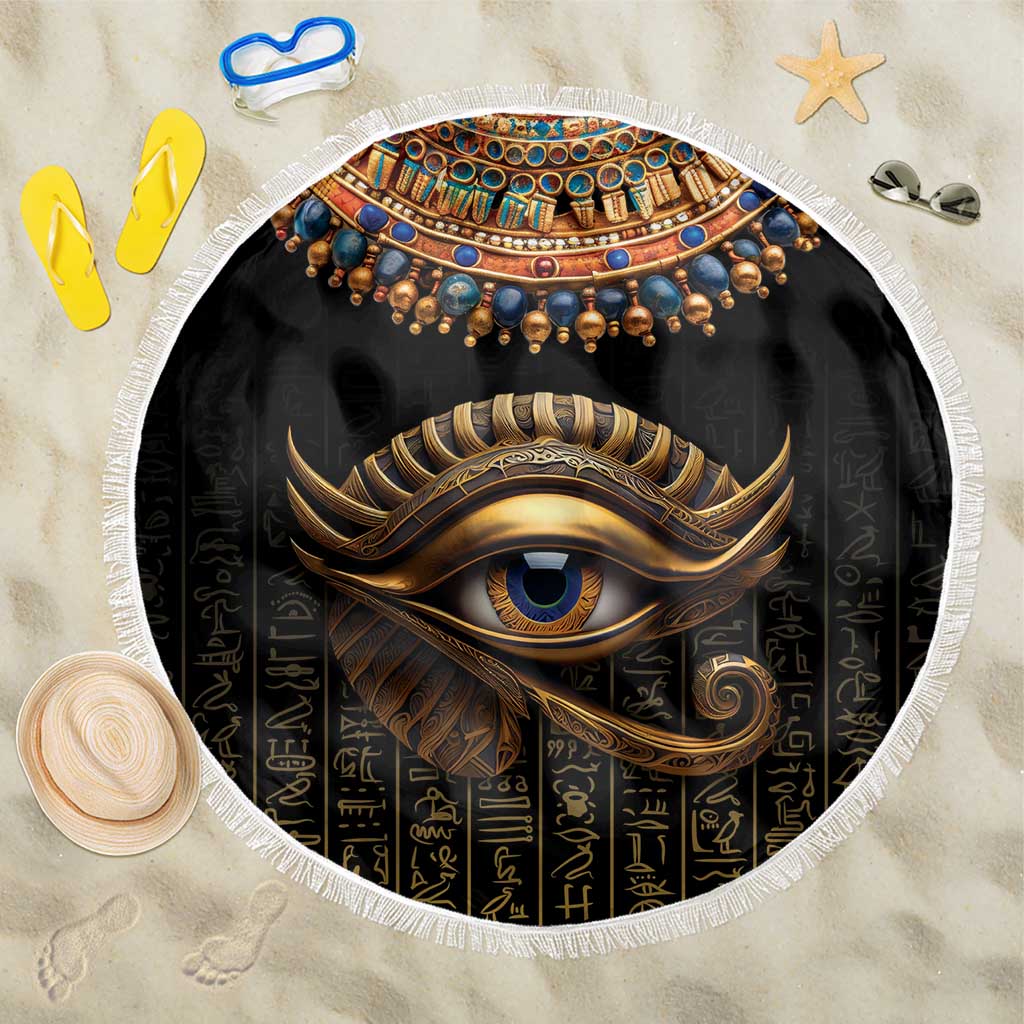 Egypt Eyes Of Horus Beach Blanket with Egyptian Hieroglyphs LT9 - Wonder Print Shop
