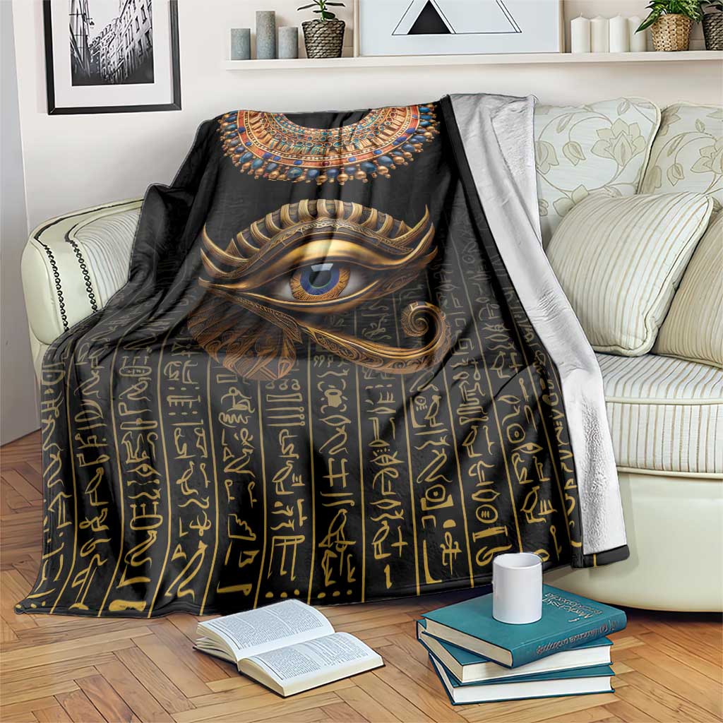 Egypt Eyes Of Horus Blanket with Egyptian Hieroglyphs