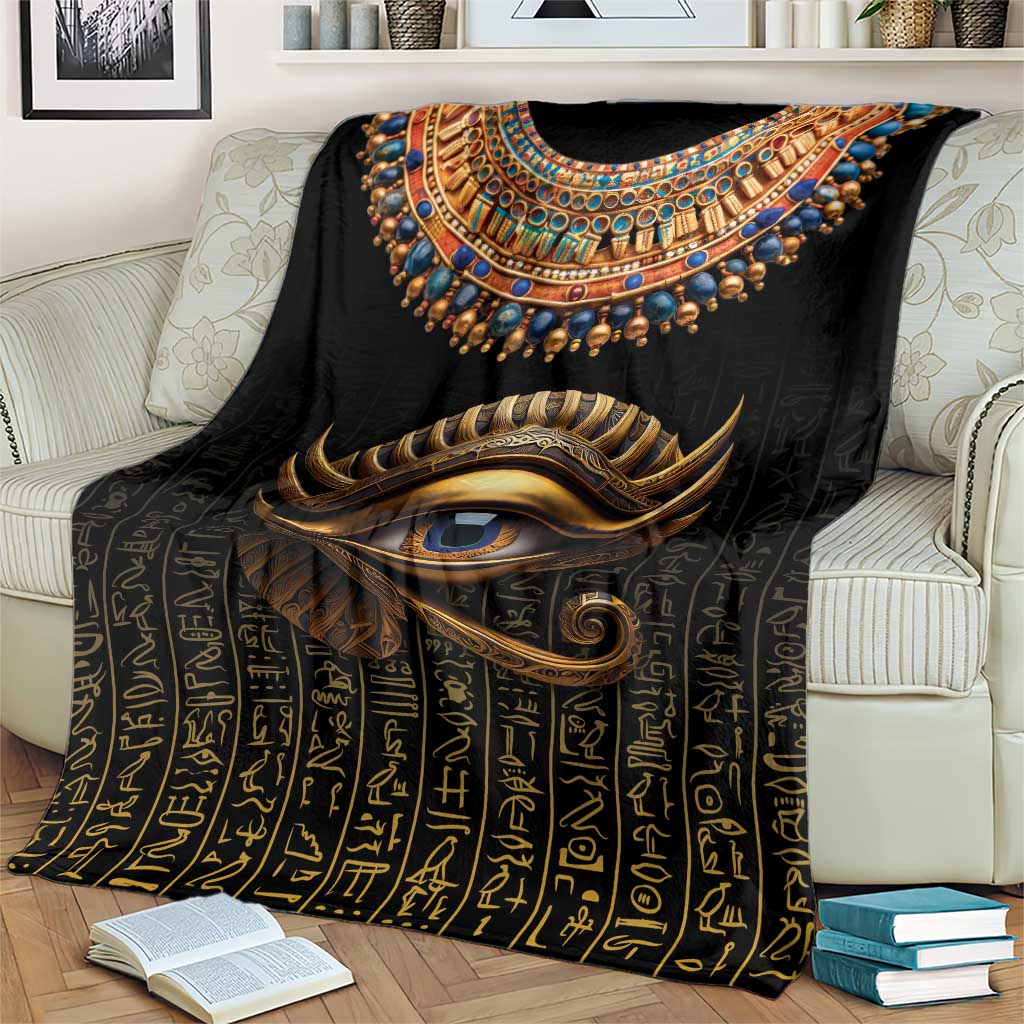 Egypt Eyes Of Horus Blanket with Egyptian Hieroglyphs