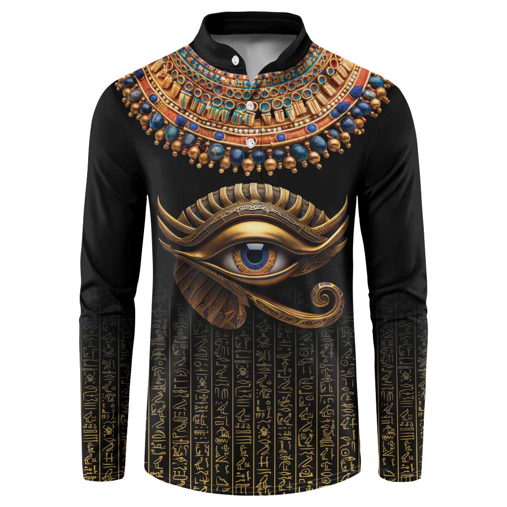 Egypt Eyes Of Horus Button Sweatshirt with Egyptian Hieroglyphs LT9 - Wonder Print Shop