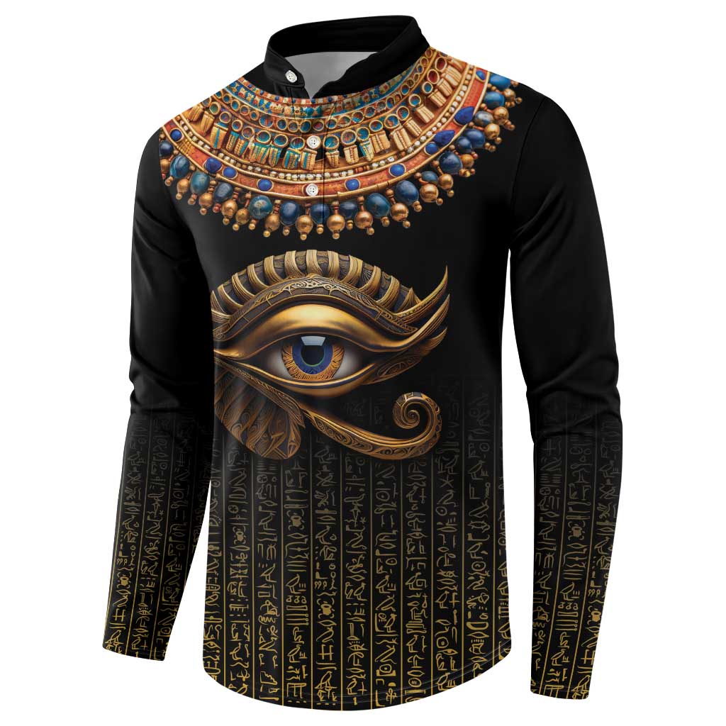 Egypt Eyes Of Horus Button Sweatshirt with Egyptian Hieroglyphs LT9 - Wonder Print Shop