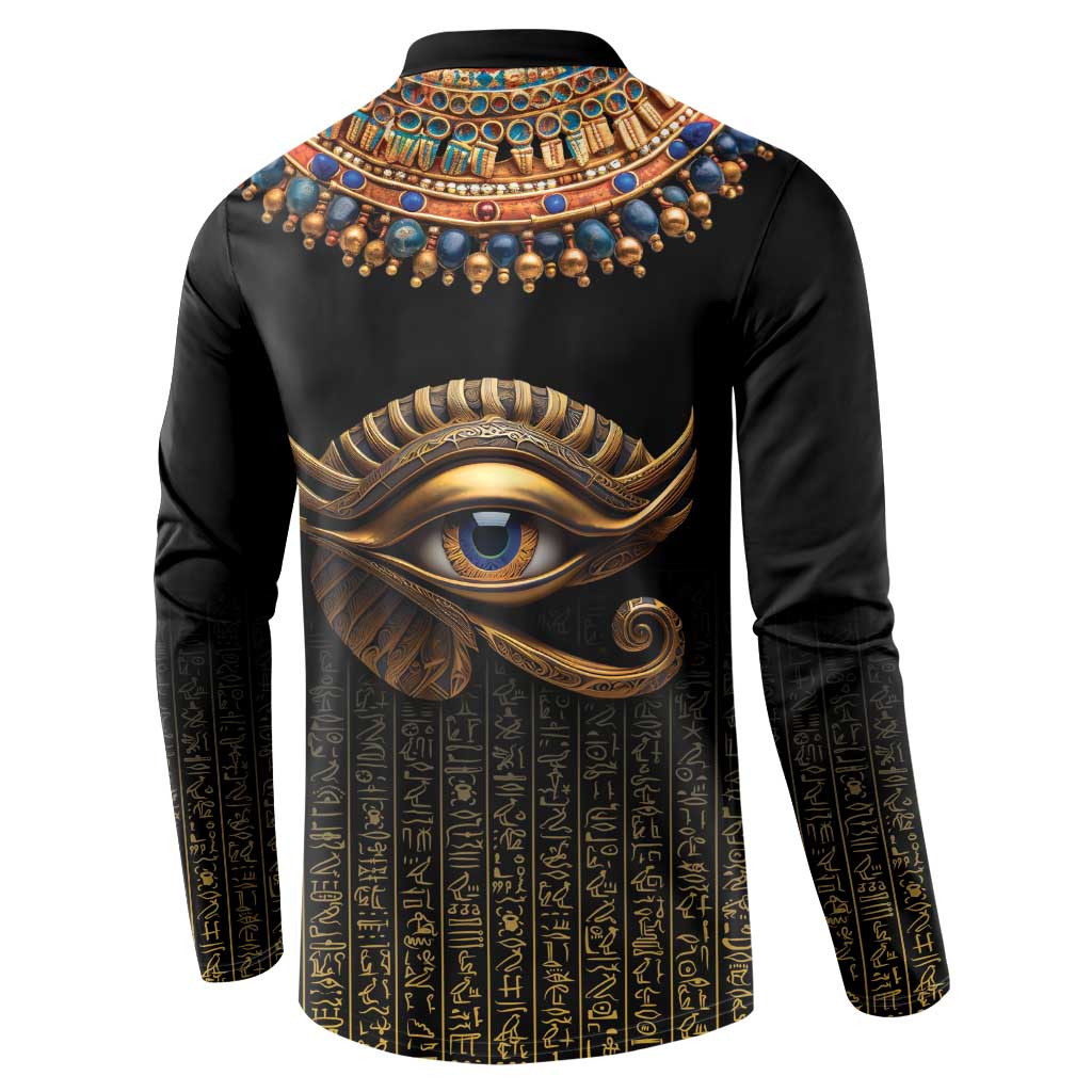Egypt Eyes Of Horus Button Sweatshirt with Egyptian Hieroglyphs LT9 - Wonder Print Shop