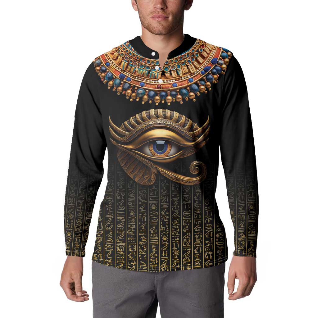 Egypt Eyes Of Horus Button Sweatshirt with Egyptian Hieroglyphs LT9 - Wonder Print Shop