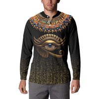 Egypt Eyes Of Horus Button Sweatshirt with Egyptian Hieroglyphs LT9 - Wonder Print Shop