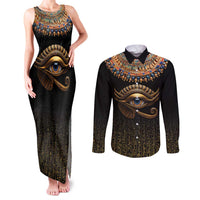 Egypt Eyes Of Horus Couples Matching Tank Maxi Dress and Long Sleeve Button Shirt with Egyptian Hieroglyphs LT9 - Wonder Print Shop