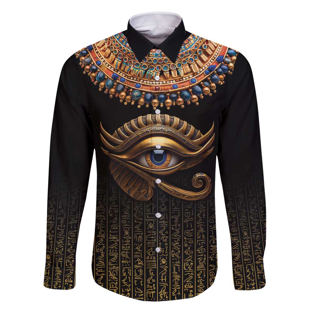 Egypt Eyes Of Horus Family Matching Mermaid Dress and Hawaiian Shirt with Egyptian Hieroglyphs LT9 - Wonder Print Shop