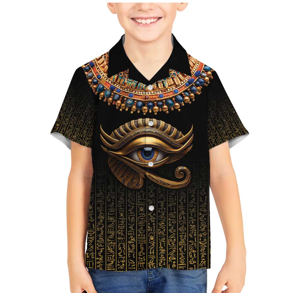 Egypt Eyes Of Horus Family Matching Mermaid Dress and Hawaiian Shirt with Egyptian Hieroglyphs LT9 - Wonder Print Shop