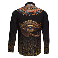Egypt Eyes Of Horus Family Matching Off The Shoulder Long Sleeve Dress and Hawaiian Shirt with Egyptian Hieroglyphs - Wonder Print Shop