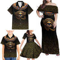 Egypt Eyes Of Horus Family Matching Off Shoulder Maxi Dress and Hawaiian Shirt with Egyptian Hieroglyphs LT9 - Wonder Print Shop