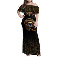 Egypt Eyes Of Horus Family Matching Off Shoulder Maxi Dress and Hawaiian Shirt with Egyptian Hieroglyphs LT9 - Wonder Print Shop