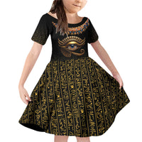 Egypt Eyes Of Horus Family Matching Off Shoulder Short Dress and Hawaiian Shirt with Egyptian Hieroglyphs LT9 - Wonder Print Shop