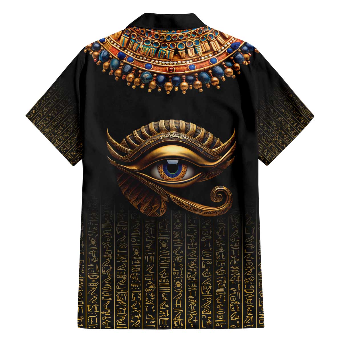 Egypt Eyes Of Horus Family Matching Off Shoulder Short Dress and Hawaiian Shirt with Egyptian Hieroglyphs LT9 - Wonder Print Shop