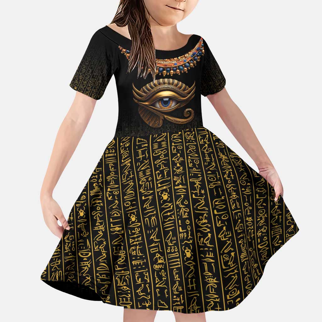 Egypt Eyes Of Horus Family Matching Puletasi and Hawaiian Shirt with Egyptian Hieroglyphs - Wonder Print Shop