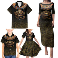 Egypt Eyes Of Horus Family Matching Puletasi and Hawaiian Shirt with Egyptian Hieroglyphs - Wonder Print Shop