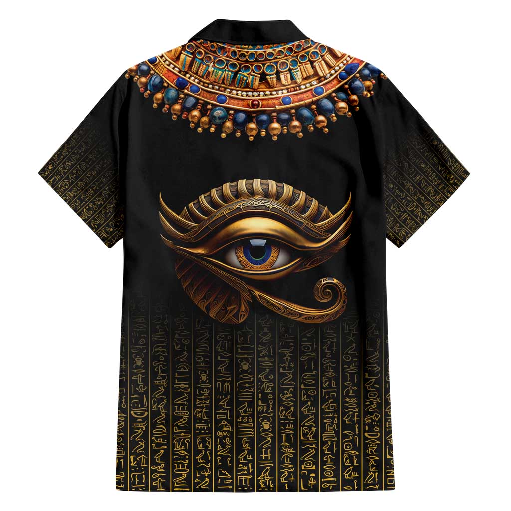 Egypt Eyes Of Horus Family Matching Short Sleeve Bodycon Dress and Hawaiian Shirt with Egyptian Hieroglyphs - Wonder Print Shop
