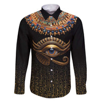 Egypt Eyes Of Horus Family Matching Short Sleeve Bodycon Dress and Hawaiian Shirt with Egyptian Hieroglyphs - Wonder Print Shop