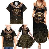 Egypt Eyes Of Horus Family Matching Summer Maxi Dress and Hawaiian Shirt with Egyptian Hieroglyphs - Wonder Print Shop