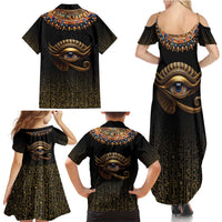 Egypt Eyes Of Horus Family Matching Summer Maxi Dress and Hawaiian Shirt with Egyptian Hieroglyphs - Wonder Print Shop