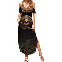 Egypt Eyes Of Horus Family Matching Summer Maxi Dress and Hawaiian Shirt with Egyptian Hieroglyphs - Wonder Print Shop