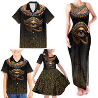 Egypt Eyes Of Horus Family Matching Tank Maxi Dress and Hawaiian Shirt with Egyptian Hieroglyphs - Wonder Print Shop