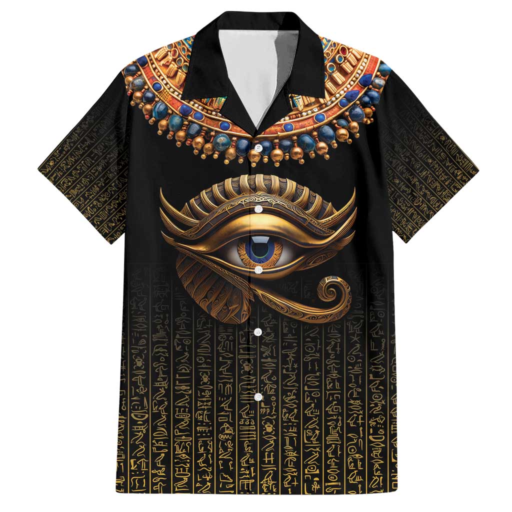 Egypt Eyes Of Horus Hawaiian Shirt with Egyptian Hieroglyphs - Wonder Print Shop