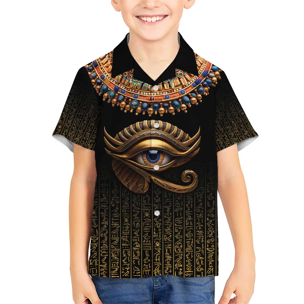 Egypt Eyes Of Horus Hawaiian Shirt with Egyptian Hieroglyphs - Wonder Print Shop
