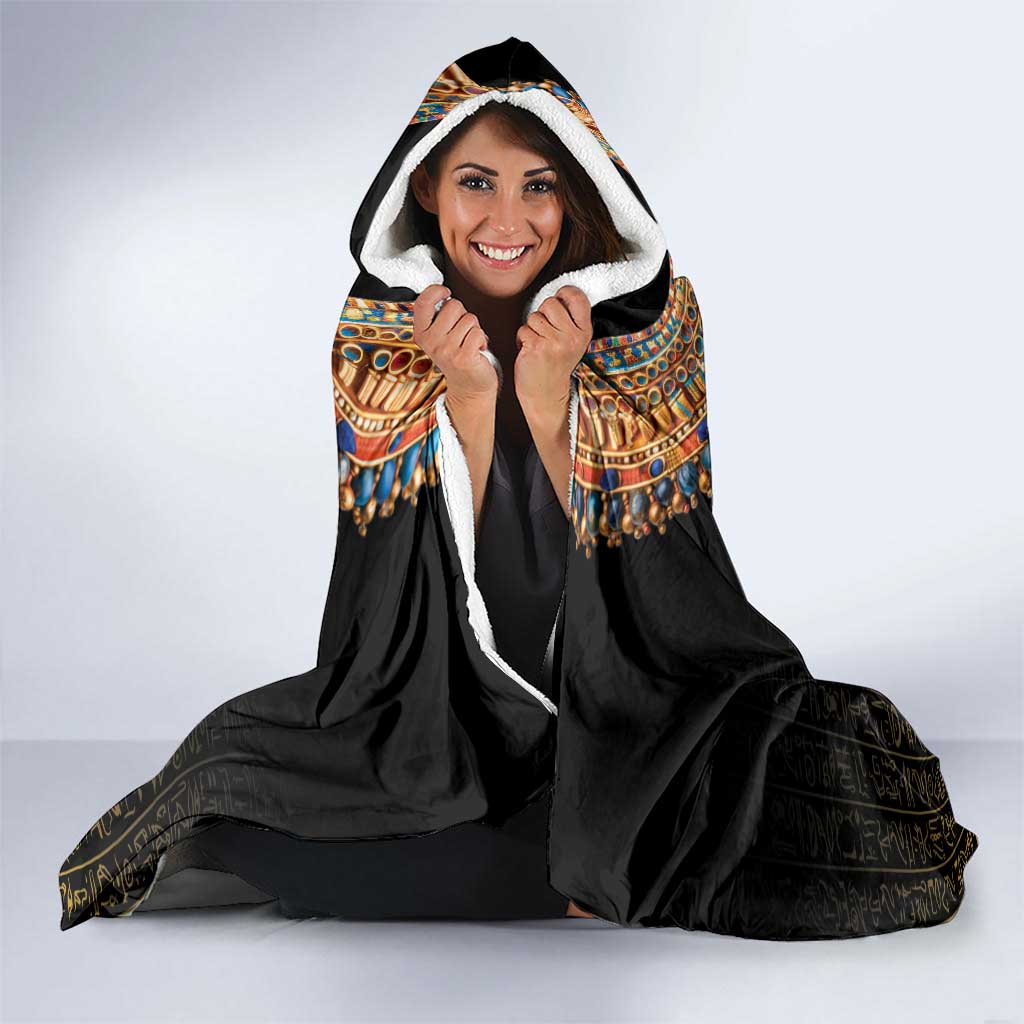 Egypt Eyes Of Horus Hooded Blanket with Egyptian Hieroglyphs