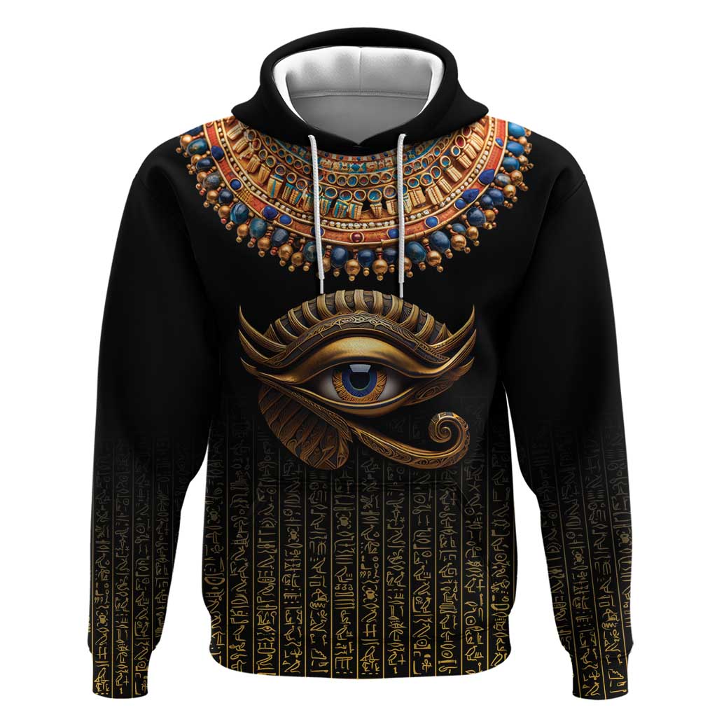 Egypt Eyes Of Horus Hoodie with Egyptian Hieroglyphs - Wonder Print Shop