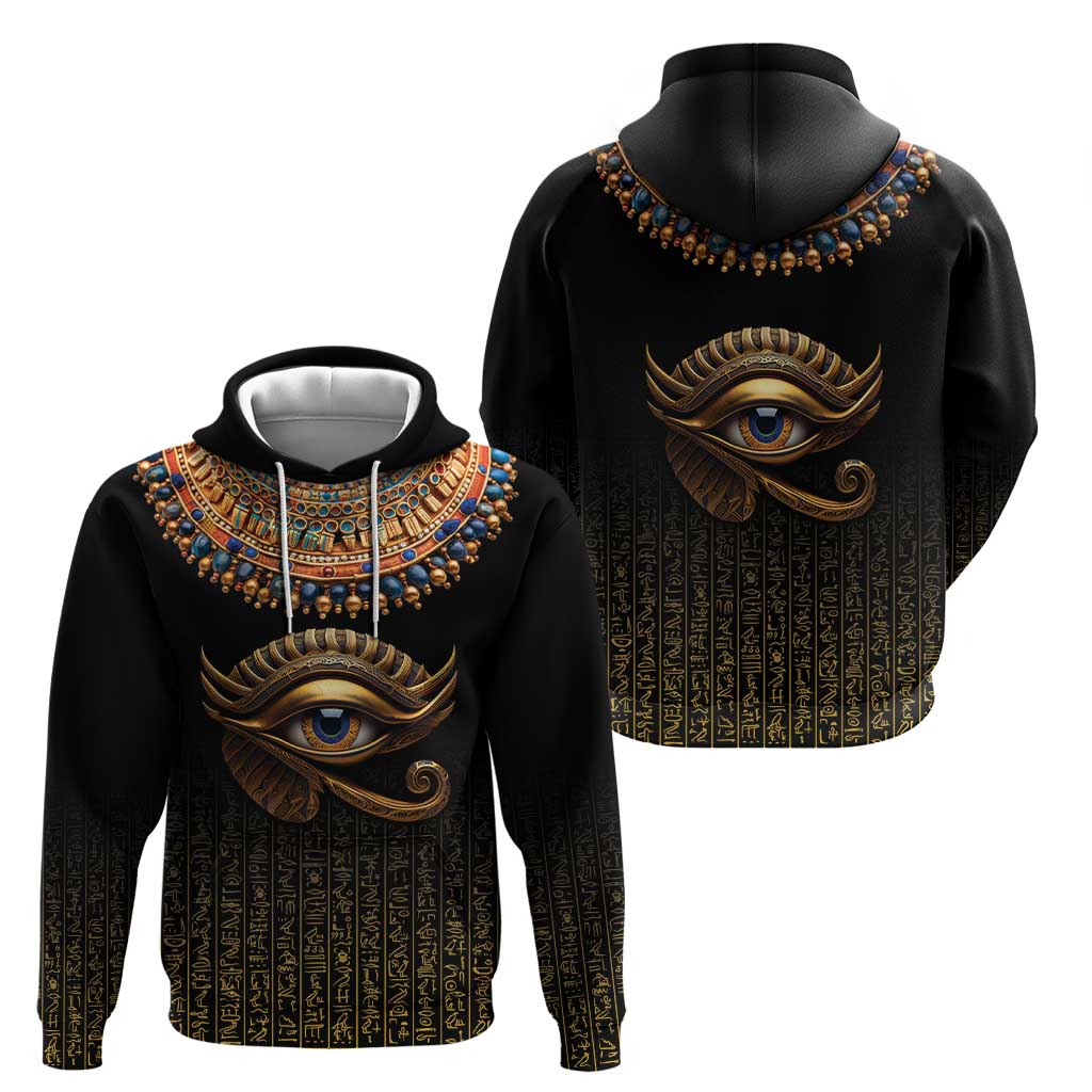 Egypt Eyes Of Horus Hoodie with Egyptian Hieroglyphs - Wonder Print Shop