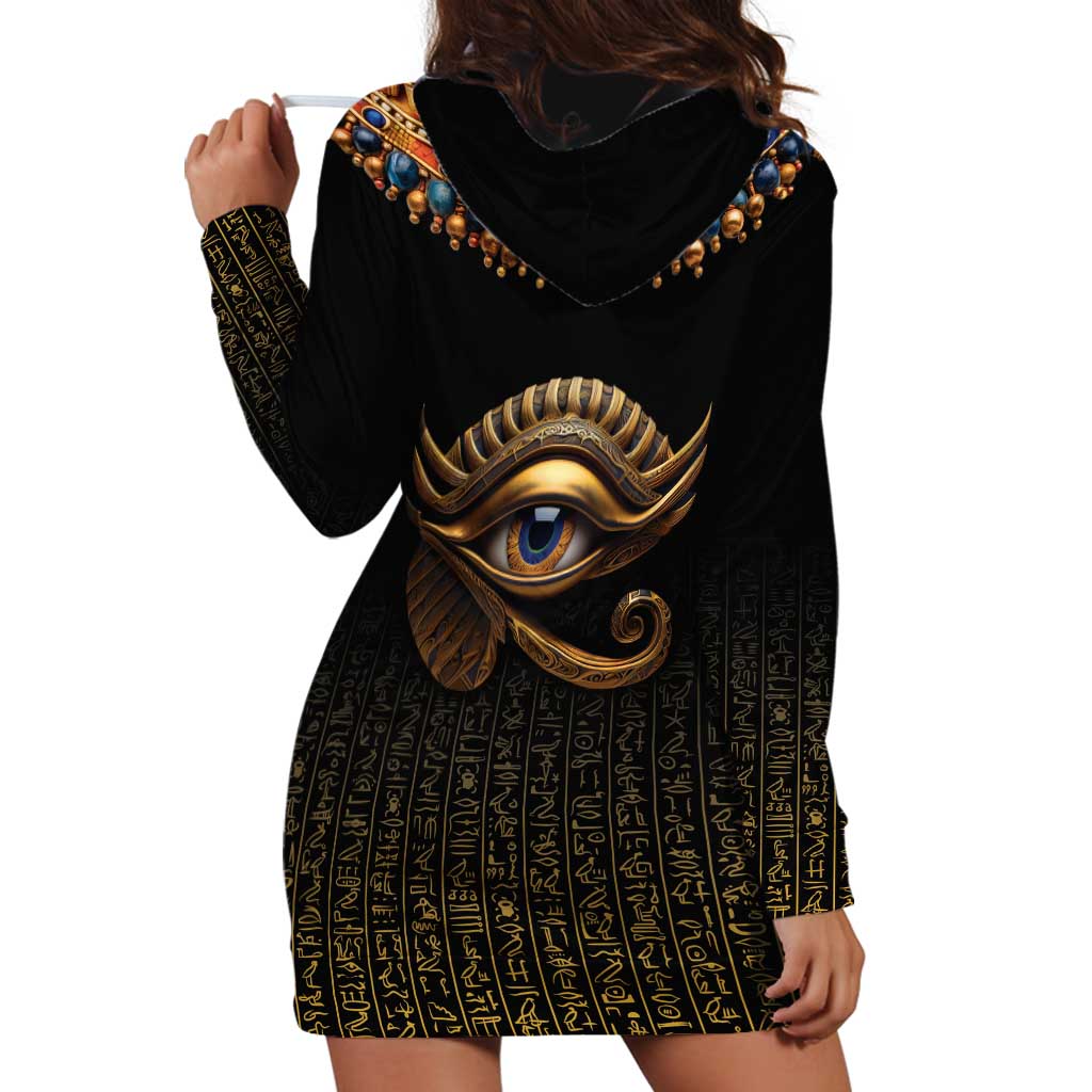 Egypt Eyes Of Horus Hoodie Dress with Egyptian Hieroglyphs - Wonder Print Shop