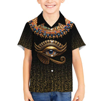 Egypt Eyes Of Horus Kid Hawaiian Shirt with Egyptian Hieroglyphs - Wonder Print Shop